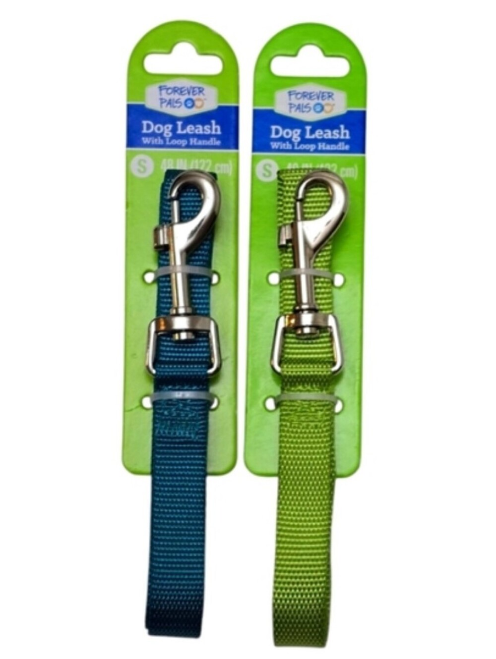 NEW 2pc Forever Pals Dog Leash Set Loop Handle S 48" Leashes Lime Blue Green